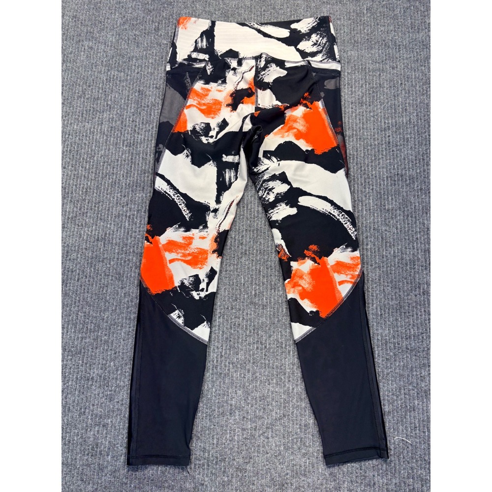 Under Armour HeatGear Compression Leggings Abstract Print Orange Black Small